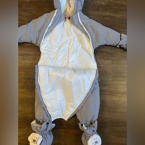Kid Warmers Sz 18M Winter Gray Pram‎ Zipper Front Hooded Snowsuit Bunting - Picture 3 of 6